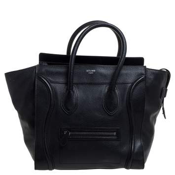 Pre Owned Celine Black Leather Mini Luggage Tote
