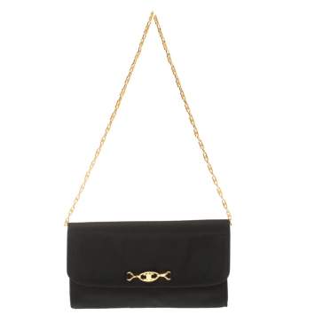 Pre Owned Celine Black Leather Chain Shoulder Bag