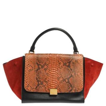 مملوكة مسبقًا Celine Multicolor Python,Suede and Leather Medium Trapeze Top Handle Bag