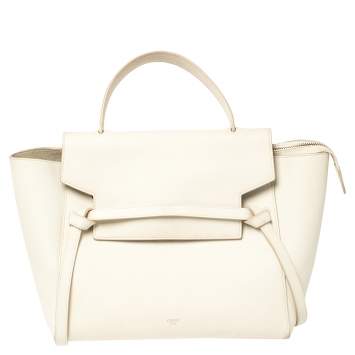 Pre Owned Celine Cream Leather Mini Belt Top Handle Bag