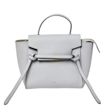Pre Owned Celine Grey Leather Nano Belt Top Handle Bag