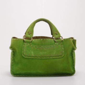 Pre Owned Celine Green Suede Studded Boogie Tote