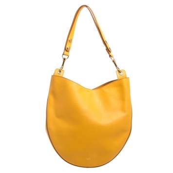 Pre Owned Celine Mustard Leather Medium Hobo