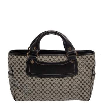 Pre Owned Celine Black/Grey Macadam Canvas And Leather Boogie Tote