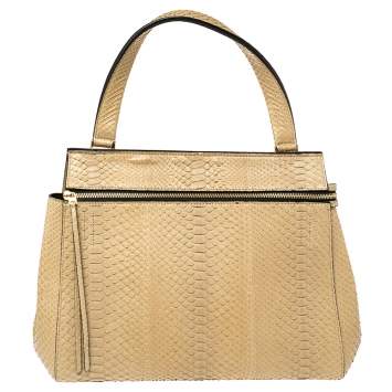 Pre Owned Celine Beige Python Medium Edge Bag