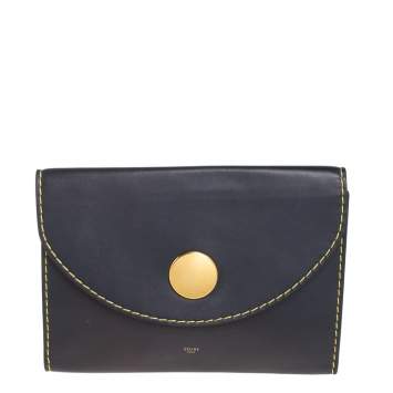 Pre Owned Celine Blue Leather Flap Clutch