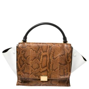 Pre Owned Celine Multicolor Python and Leather Medium Trapeze Bag