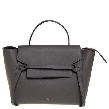 Pre Owned Celine Grey Leather Mini Belt Top Handle Bag