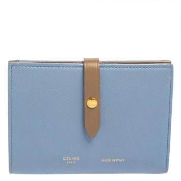 Pre Owned Celine Blue/Brown Leather Multifunction Strap Wallet