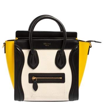 Pre Owned Céline Tri Color Leather Nano Luggage Tote