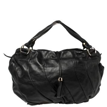 Pre Owned Celine Black Leather Large Bittersweet Hobo