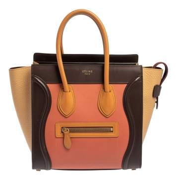 Pre Owned Celine Multicolor Leather Micro Luggage Tote