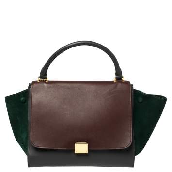 مملوكة مسبقًا Celine Tri Color Leather and Suede Medium Trapeze Top Handle Bag