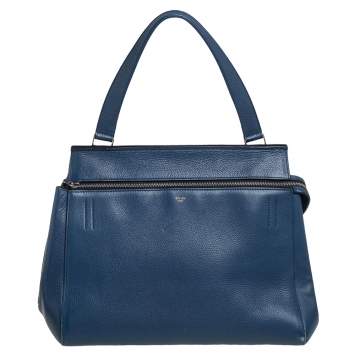 Pre Owned Celine Blue Leather Medium Edge Top Handle Bag