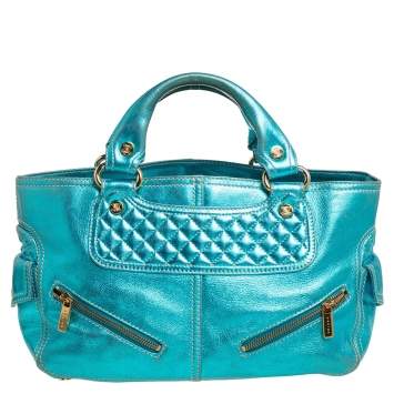 Pre Owned Celine Metallic Blue Leather Boogie Tote