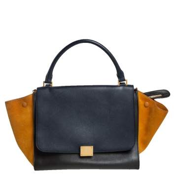 مملوكة مسبقًا Celine Tri Color Leather and Suede Medium Trapeze Top Handle Bag