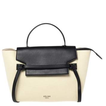 Pre Owned Celine Apple Green/Black Leather Mini Belt Top Handle Bag