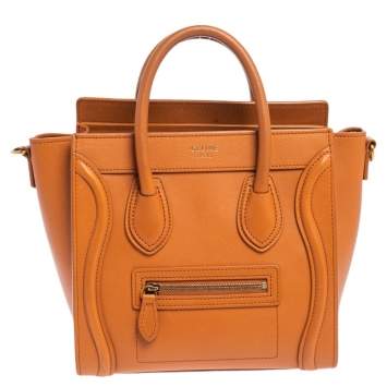 Pre Owned Celine Caramel Brown Leather Nano Luggage Tote