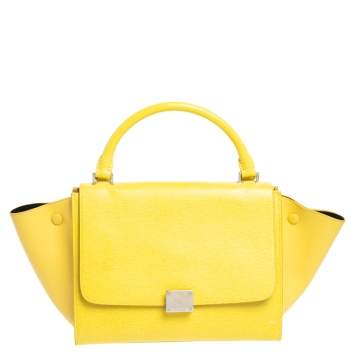 Pre Owned Celine Yellow Leather Mini Trapeze Top Handle Bag