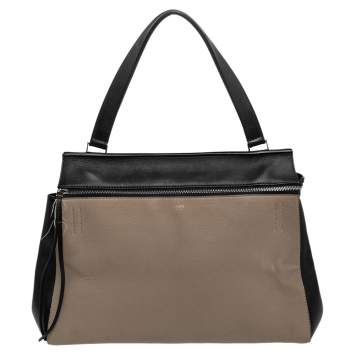 مملوكة مسبقًا Celine Black/Beige Leather Large Edge Top Handle Bag