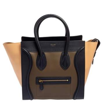 Pre Owned Celine Tricolor Leather Mini Luggage Tote 