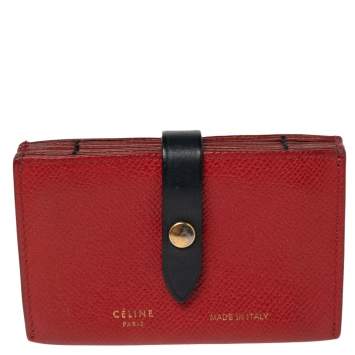 Pre Owned Celine Red Leather Accordeon Card Holder