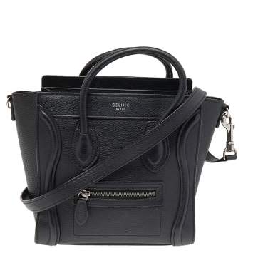 Pre Owned Céline Black Leather Nano Luggage Tote