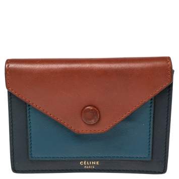 Pre Owned Celine Tricolor Leather Flap  Multifunction Compact Wallet