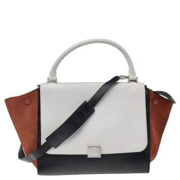 مملوكة مسبقًا Celine Tricolor Leather and Suede Medium Trapeze Top Handle Bag