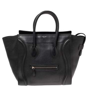 Pre Owned Celine Black Leather Mini Luggage Tote