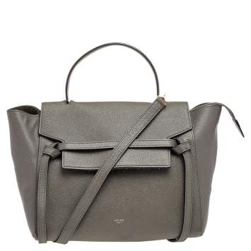 Pre Owned Celine Grey Leather Mini  Belt Top Handle Bag