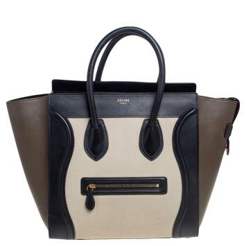 Pre Owned Celine Tricolor Leather Mini Luggage Tote 