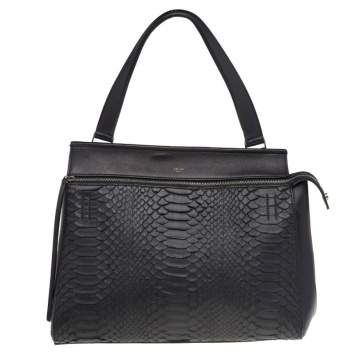 مملوكة مسبقًا Celine Black Python And Leather Medium Edge Top Handle Bag