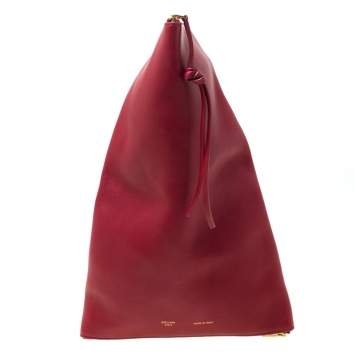 Pre Owned Celine Wine Red Leather Berlingot Clutch