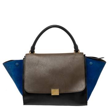مملوكة مسبقًا Céline Tri Color Leather and Suede Medium Trapeze Bag