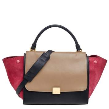 مملوكة مسبقًا Celine Multicolor Leather And Suede Medium Trapeze Top Handle Bag