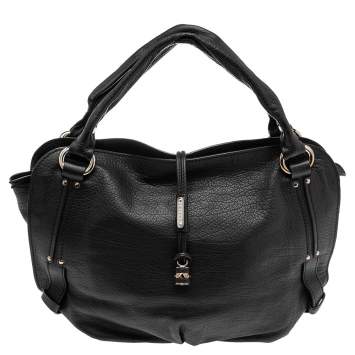 Pre Owned Celine Black Leather Medium Bittersweet Hobo