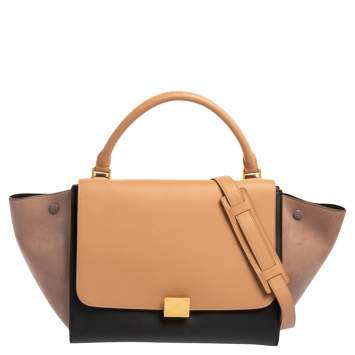 Pre Owned Celine Tri Color Leather Medium Trapeze Bag