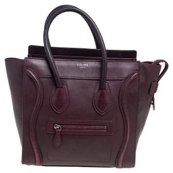 مملوكة مسبقًا Celine Maroon Leather Micro Luggage Tote