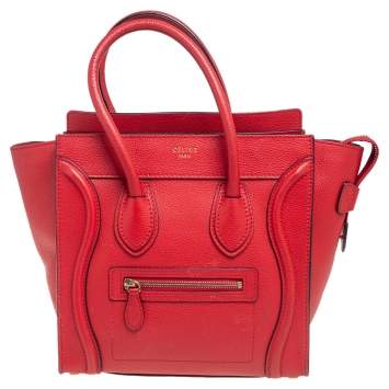 مملوكة مسبقًا Celine Red Leather Micro Luggage Tote