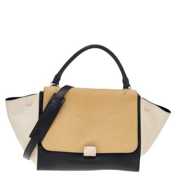 Pre Owned Celine Tri Color Leather Medium Trapeze Bag