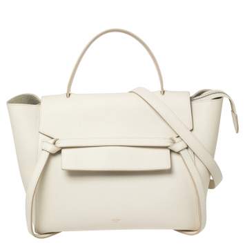 مملوكة مسبقًا Celine Off White Leather Mini Belt Top Handle Bag