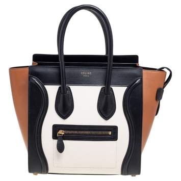 Pre Owned Celine Tricolor Leather Micro Luggage Tote