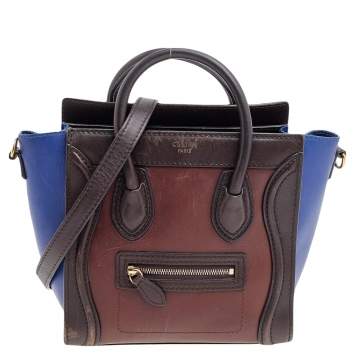 Pre Owned Céline Tri Color Leather Nano Luggage Tote