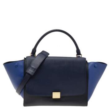 Pre Owned Celine Tri Color Leather Medium Trapeze Top Handle Bag