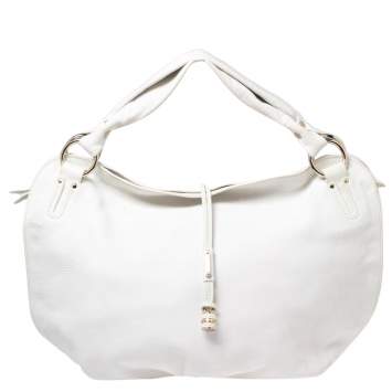 Pre Owned Celine White Leather Large Bittersweet Hobo