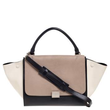 Pre Owned Celine Tri Color Leather Medium Trapeze Bag