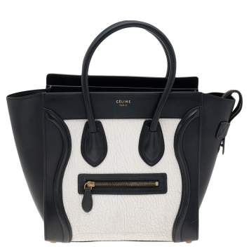 مملوكة مسبقًا Celine Black/White Leather Micro Luggage Tote