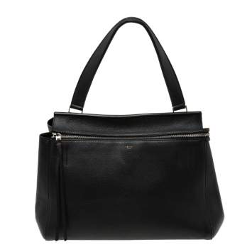 Pre Owned Celine Black Leather Medium Edge Top Handle Bag