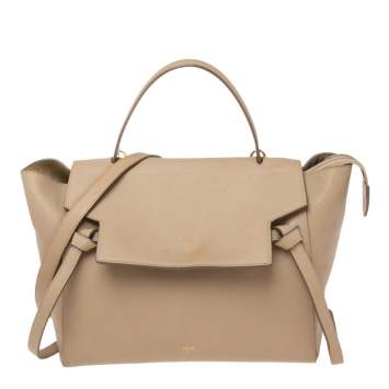 مملوكة مسبقًا Celine Beige Leather Mini Belt Top Handle Bag